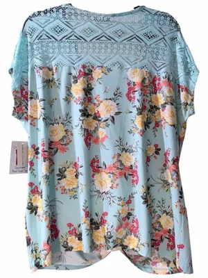 NWT Bobbie Brooks Floral Print Top w/ Bonus Necklace 2X thumbnail 3