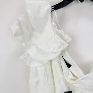 Lulus Sweet Definition White Burnout Ruffled One-Shoulder Midi Dress Large NWT thumbnail 13