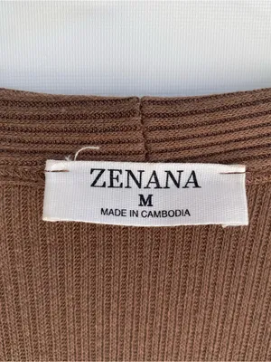 Zenana brown ribbed knit v-neck duster cardigan sweater fall transition M thumbnail 4
