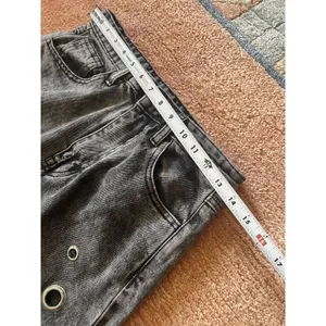 Daisy Street Star Patch Wide Leg Jeans Black Wash Grommet Detail Size US 3 thumbnail 3