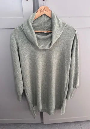 Maeve Anthropologie Cowl Neck Tunic Sweater Sage Green Heathered Knit XS thumbnail 1