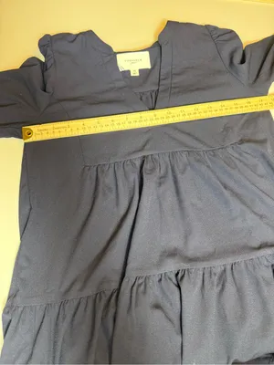 Pomander Place Kenzo Dress Navy Cotton Poplin Tiered Ruffle Mini Dress‎ Size XS thumbnail 8