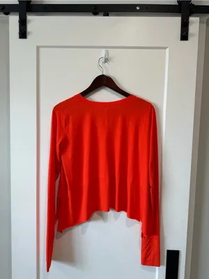 Free People Red/Orange Asymmetrical Layered Top — Size M thumbnail 2