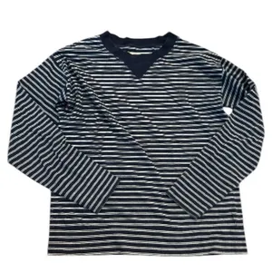Vintage Hi-Line Size S Vneck Henley‎ Blue Stripe Oversized Cotton Long Sleeve thumbnail 2
