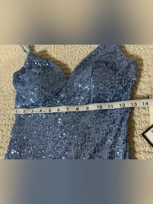 Emerald Sundae Blue Sequin Mini Dress Sz S thumbnail 11