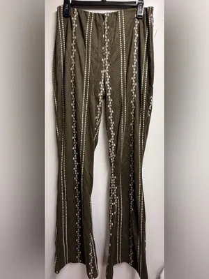 Wild Honey white green floral flare pants festival boho large thumbnail 4