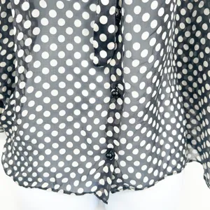 Milly Womens Retro Black White Polka Dot Silk Tie Neck Parisian‎ Chic Blouse 6 thumbnail 4
