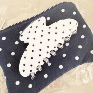 NEW Parke white blue polka dots hair clip claw clip * thumbnail 3