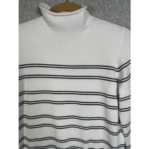 French Connection Medium Sweater Striped Mock Neck White‎ Black Long Sleeve thumbnail 7