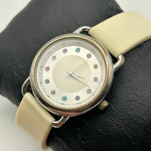 Multi-colored Crystal Hourly Dial White Silicon Band Elegant Watch, Working thumbnail 2