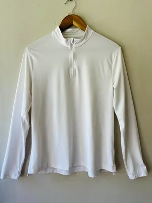 Nike Womens Sz M White Dri-FIT Victory long-sleeve half-zip‎ golf top Pullover thumbnail 1