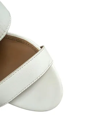 Tory Burch Women’s Eleanor White Leather Gold Metal Block Heel Sandals Size 9.5 thumbnail 11