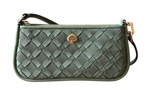 Kate Spade Kayla KM148 Woven Leather Convertible Shoulder Bag Cedar Green NWOT thumbnail 1