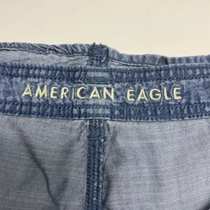 American Eagle Blue High Rise Button Down Pleated Pocketed Mom Shorts- Size 14 thumbnail 9