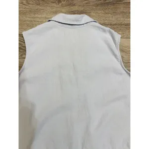 Minimalist Linen Blend Womens Tunic Top Size M Light Blue Lace Up Sleeveless‎ thumbnail 8