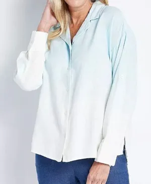 J Jason Wu NWT‎ Blue White Dip Dye Oversized Linen Blend Button Down Shirt XL thumbnail 1