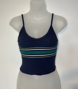 PacSun PS Basics Y2K Striped Ribbed Cropped Cami Tank Top S thumbnail 1