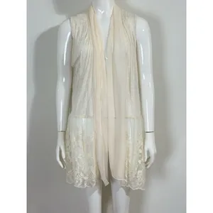 Long Vest Duster Women L Ivory Ethereal Boho Cottagecore Festival Layering NWT thumbnail 3