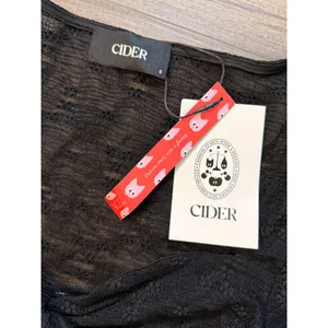 Cider Black Sheer Floral Lace Tie Front Long Bell Sleeve Festival Top Small thumbnail 4