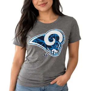 Majestic Los Angeles Rams T Shirt Women’s M Gray NFL Football Graphic Flawed thumbnail 1