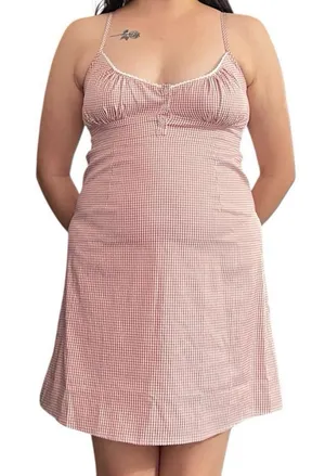 Pink & white gingham dress. Size M thumbnail 1