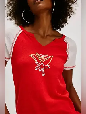 NWOT Free People Pep Rally Tee - Red Combo - Small thumbnail 3
