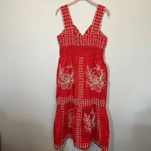 Rails Fawn Terracotta Embroidered Eyelet Midi Dress Red Orange Cotton Large thumbnail 9