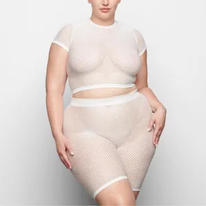 SKIMS White Marble Perforated Seamless Shorts Coverup Size‎ 3X thumbnail 2