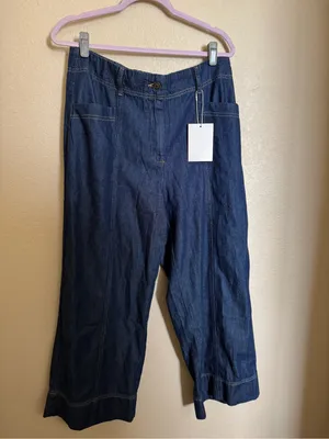 MAYE Goldie Wide Leg Crop Jeans Sz XL Indigo Blue NEW thumbnail 4
