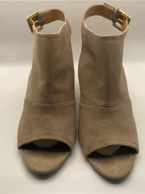 Nine West tan suede leather open toe cork wedge heels wedges neutral summer 9.5 thumbnail 1