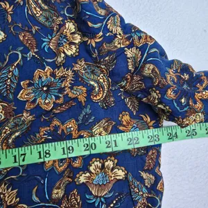 Natural Life Blue Floral‎ Paisley Button Front Mini Dress XL Long Sleeve Boho thumbnail 6