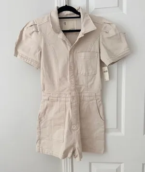 Anthropologie Pilcro The Kit Utility Romper in Beige , Size 6 thumbnail 7