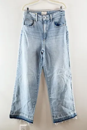 Universal Threads High Rise Wide Leg Released Raw Hem Jeans Blue 10 thumbnail 1