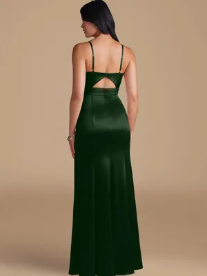 Azazie Shania Satin Bridesmaid Dress Sz 2 Eucalyptus thumbnail 15