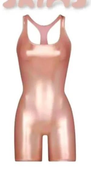 SKIMS Onesie Metallic Stretch Cycle Suit Copper Rose Gold *RARE* Stretch NWT XS thumbnail 1
