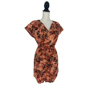 ALC Frank Alice Mini Dress Orange Rose Floral Print Cotton Size 4 thumbnail 8