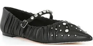 NEW Antonio Melani Jennifer Sumko Mary Jane Ballet Flats Black Leather US 7.5 thumbnail 1