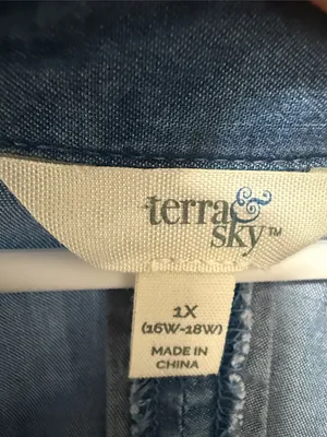 TERRA & SKY 100% Lyocell Blue Short-Sleeve Button-Up Chambray Shirt Size 1X thumbnail 9
