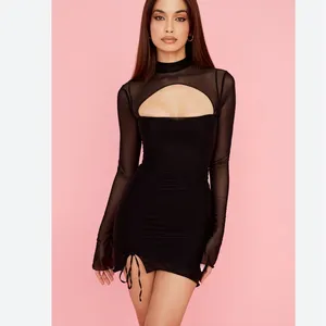 House of CB Cecilia Black Mesh Cut Out Mini Dress NWT Size M thumbnail 7