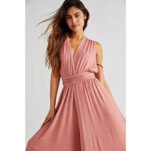 Free People Beach Dani Convertible Jumpsuit Size Medium Pink Maeve Wide Leg Boho thumbnail 3