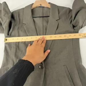 Lola & Sophie Blazer Jacket‎ Womens XS Olive Gray Tie Sleeve Single Breasted thumbnail 12