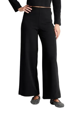 NWT Future Collective Womens High Rise Wide Leg Knit Pants 91914009 Black XS thumbnail 1