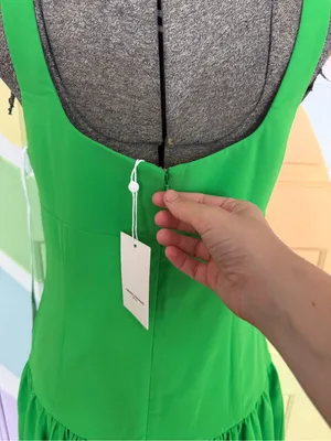 NWT Amanda Uprichard Apple Green Drop Waist Square Neck Mini Dress Sz M 🧡🍄 thumbnail 7