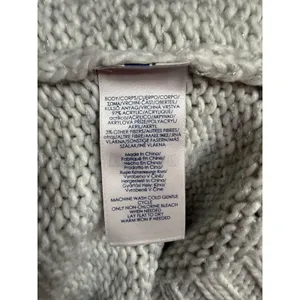 Chaps White Silver Metallic Sparkly Cable Knit V Neck Sweater Womens Large Prep thumbnail 4
