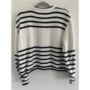 Vintage Sweater Womens XL‎ White Blue Cotton USA Patriotic Chunky Fisherman 90s thumbnail 2