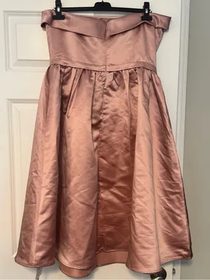 NWT Cider Bowknot Ruffle Bandeau Blush Pink Wedding Guest Satin Midi Dress Sz XL thumbnail 4