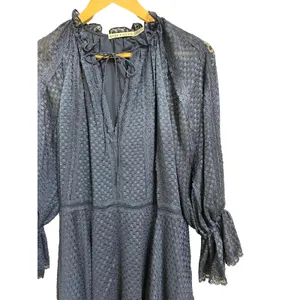 Alice+ Olivia Joanne Tiered Handkerchief Hem Dress Sapphire Blue‎ Lace Trim sz 2 thumbnail 3