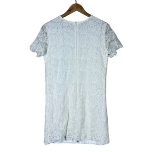Lulus Mini Graduation Dress Floral Lace Shift White Bridal Elegant Size M thumbnail 3