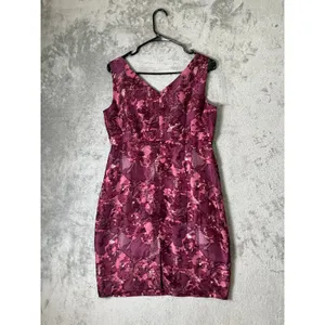 Garnet Hill 100% Silk Sheath Dress Floral Sleeveless V Neck Lined Size 8 Wedding thumbnail 3