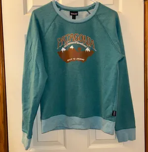 Patagonia Hazy Peaks Midweight Crew Sweatshirt Size Medium Teal Organic Cotton thumbnail 1